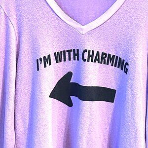 WILDFOX " I'M WITH CHARMING" PURPLE SWEATSHIRT MEDIUM